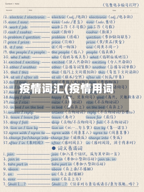 疫情词汇(疫情用词)