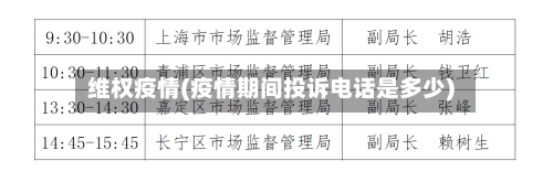 维权疫情(疫情期间投诉电话是多少)